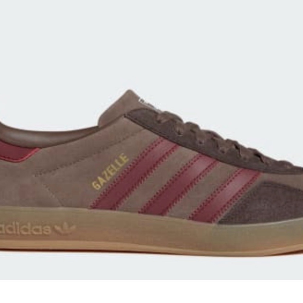 adidas Women's Suede Sneakers in Brown with Burgundy Stripes